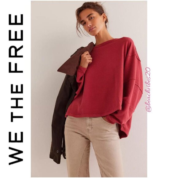 WE THE FREE BY FREE PEOPLE Total Eclipse Tee Rubies XL NWOT FP-325 - Picture 1 of 9